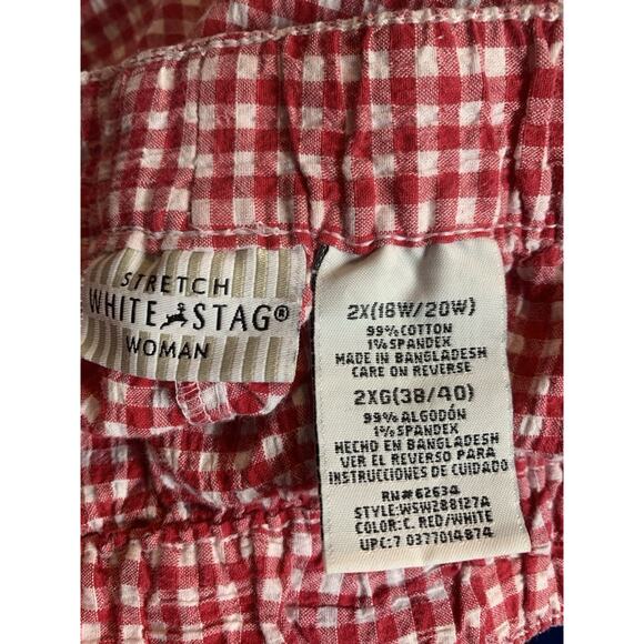 White Stag Gingham Capri Pants Womens 2X Red White Cottagecore Pull On - Picture 6 of 6